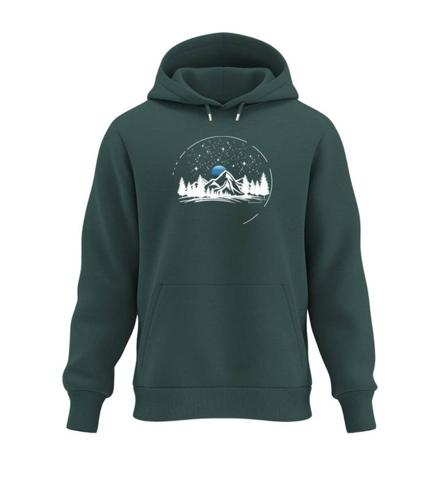 Berg Nacht Hoodie Tannengrün (Glazed Green) – Produktbild (350 g/m² Bio-Baumwolle) von Rad&Rucksack