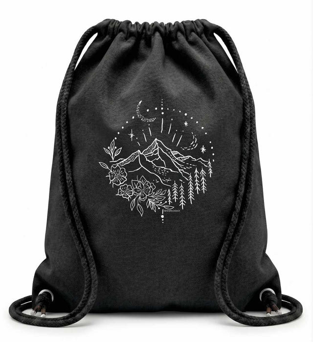 Baumwollrucksack Berg Natur in Schwarz (Black) – Produktbild (100% Baumwolle, 12 L) von Rad&Rucksack