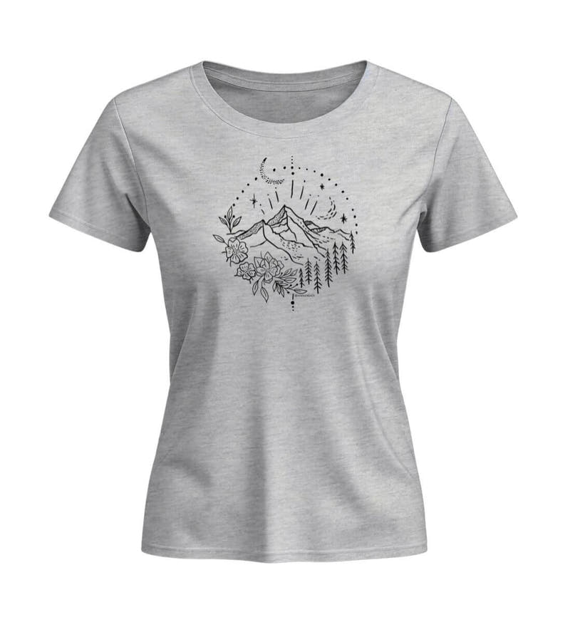 Berg Natur | Damen Premium Organic T-Shirt (Fitted) in Heather Grey von Rad&Rucksack