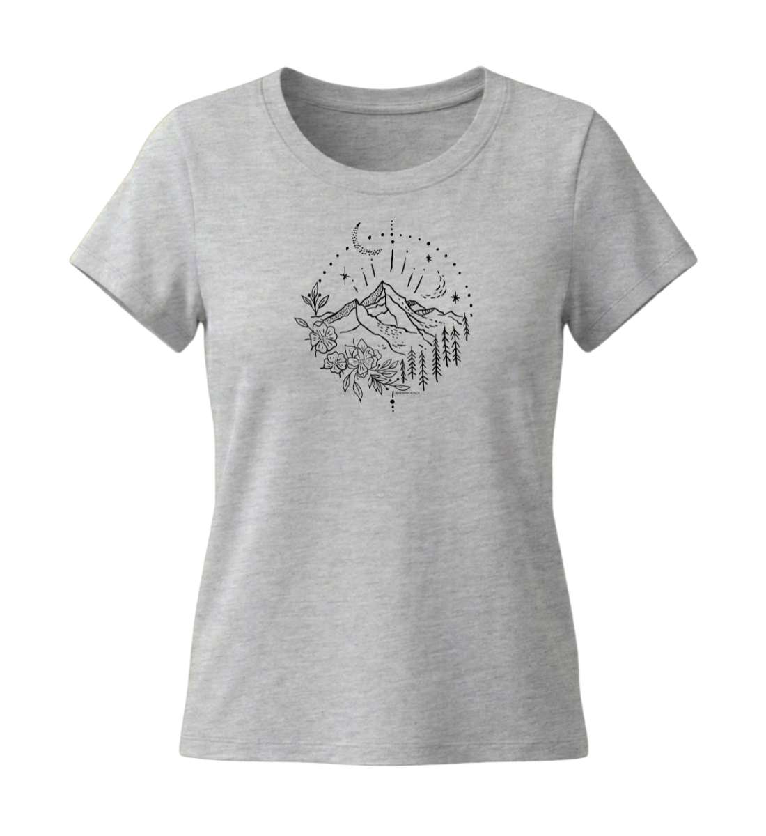 Berg Natur | Damen Premium Organic T-Shirt (Fitted) in Heather Grey von Rad&Rucksack