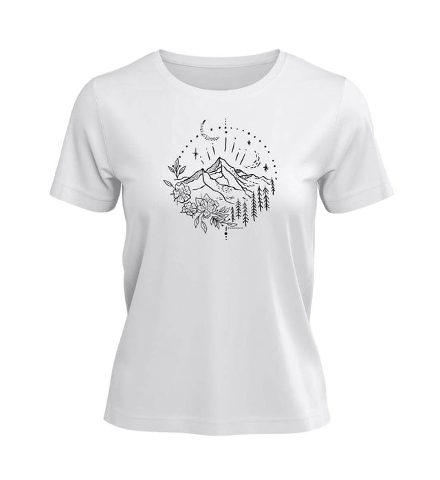 Berg Natur T-Shirt Damen Weiß (White) – Produktbild (100% Bio-Baumwolle) von Rad&Rucksack