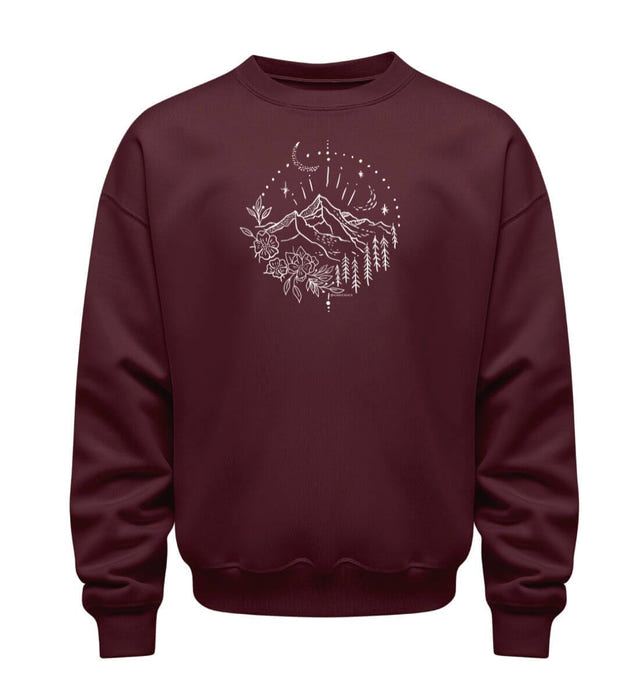 Berg Natur Sweatshirt in Weinrot (Burgundy) – Produktbild (350 g/m² Bio-Baumwolle) von Rad&Rucksack