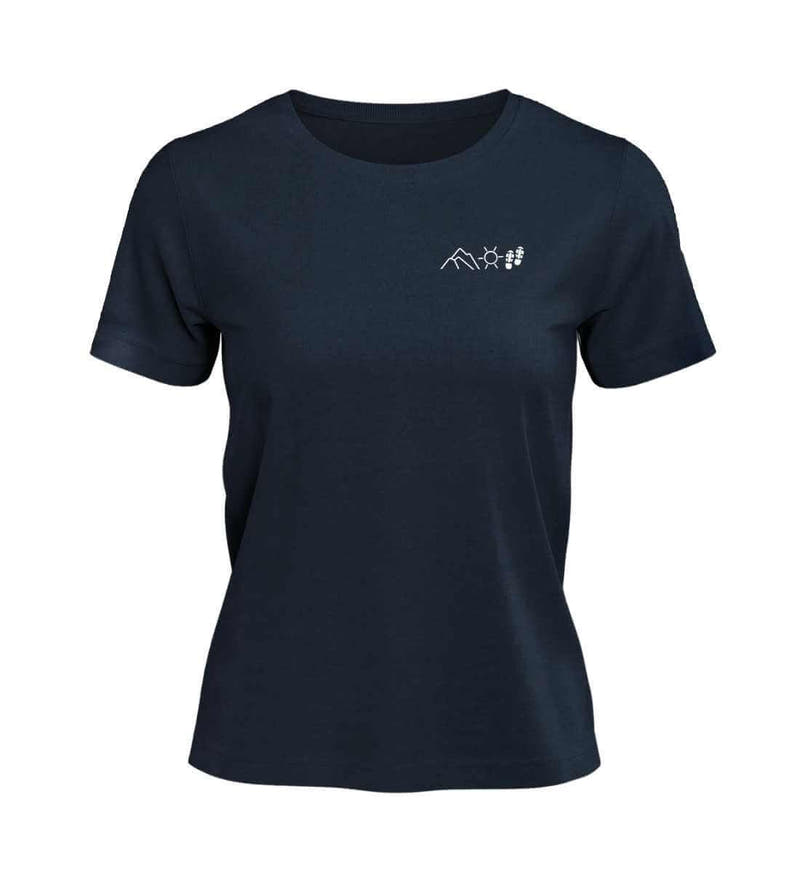 Berg Sonne Wandern | Damen Premium Organic T-Shirt (Stick) in French Navy von Rad&Rucksack