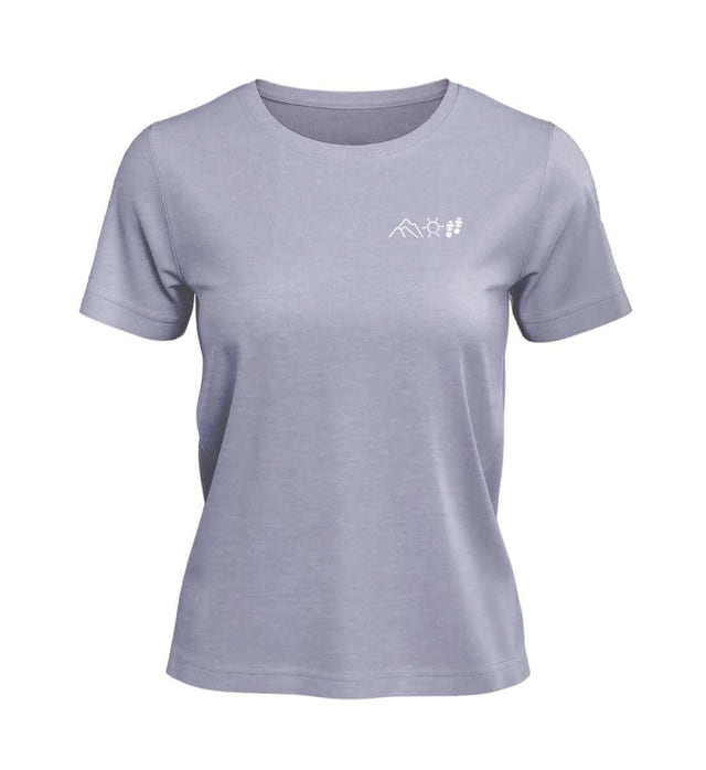 Berg Sonne Wandern T-Shirt Damen Lavendel (Lavender) – Produktbild (100% Bio-Baumwolle mit Stick) von Rad&Rucksack