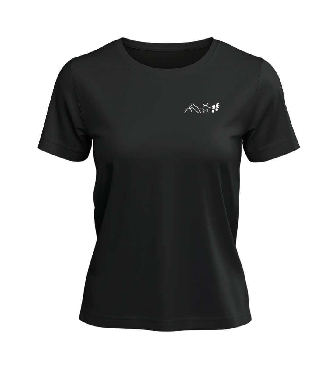 Berg Sonne Wandern | Damen Premium Organic T-Shirt (Stick) in Schwarz von Rad&Rucksack