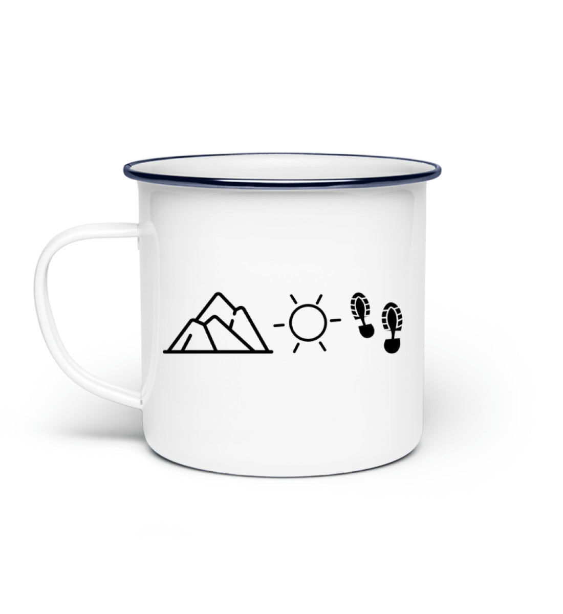 Berg Sonne Wandern | Emaille Tasse in Weiß von Rad&Rucksack