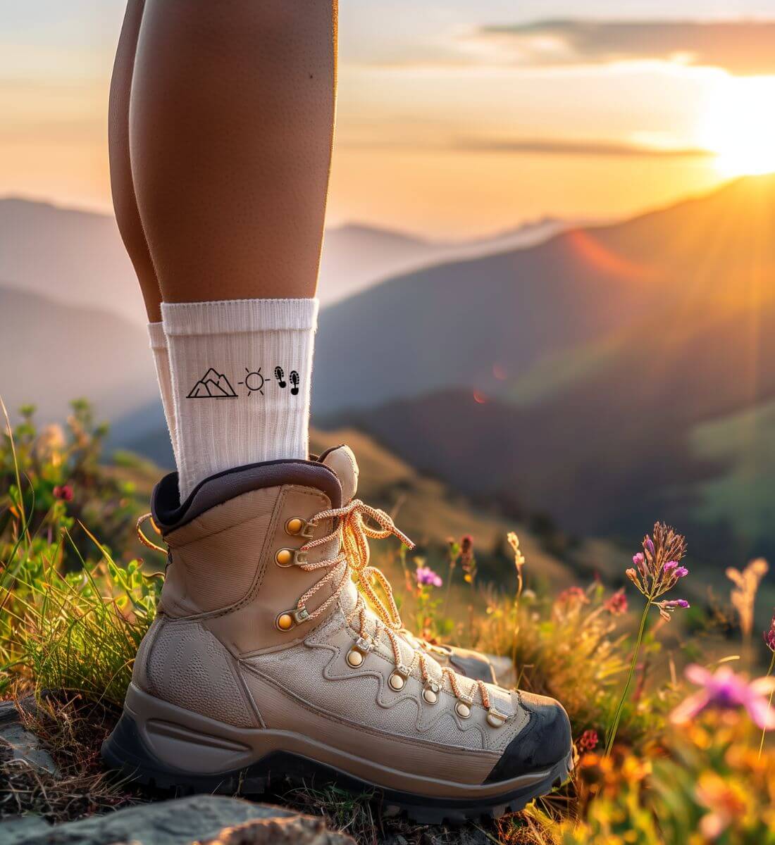 Berg Sonne Wandern | Sport Socken von Rad&Rucksack - weitere Modelansicht 2