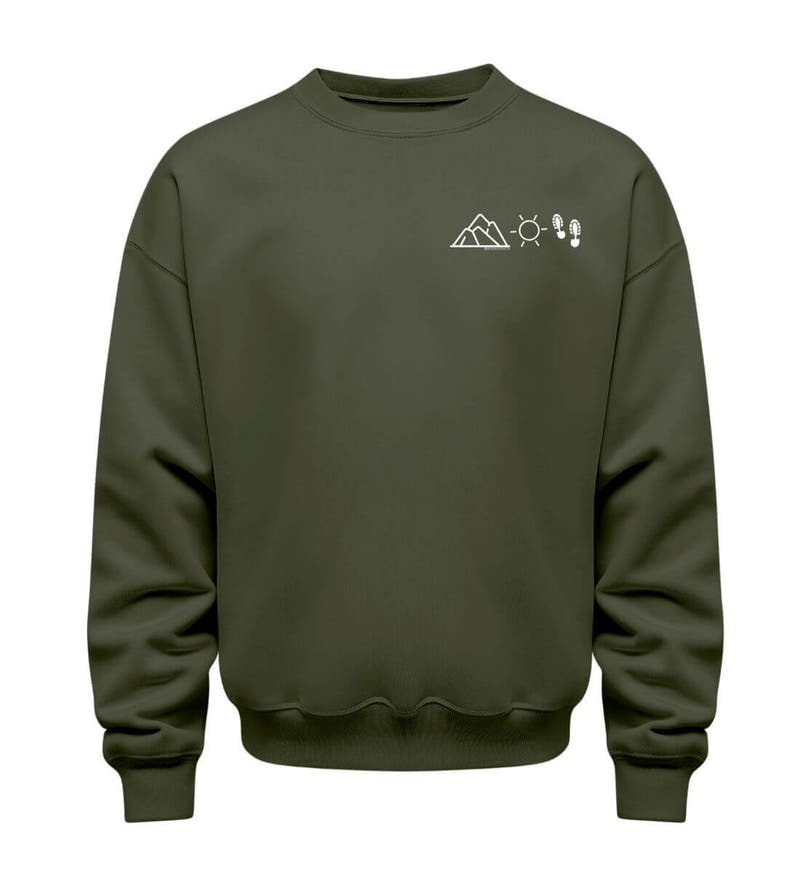 Berg Sonne Wandern | Unisex Organic Pullover in Khaki von Rad&Rucksack