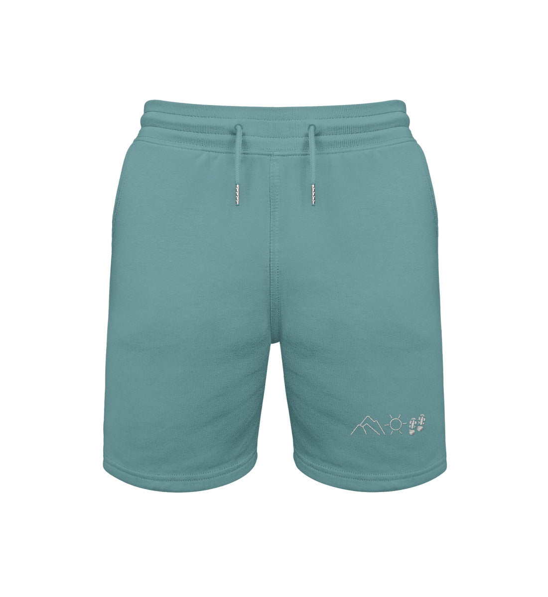 Berg Sonne Wandern | Unisex Organic Shorts in Teal Monstera von Rad&Rucksack