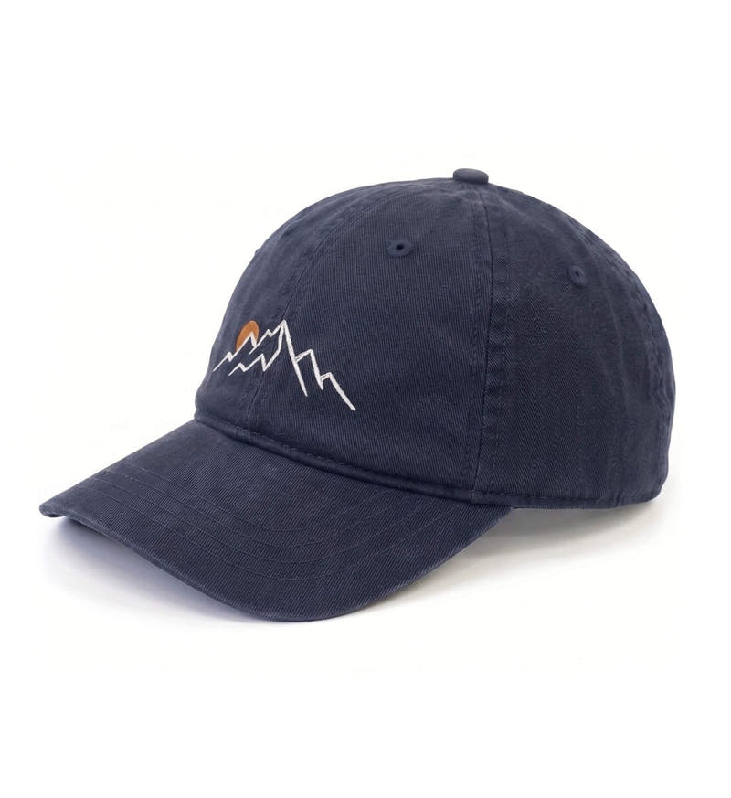Berg Sonnenuntergang | Organic Herren Cap mit Stick in Navy von Rad&Rucksack
