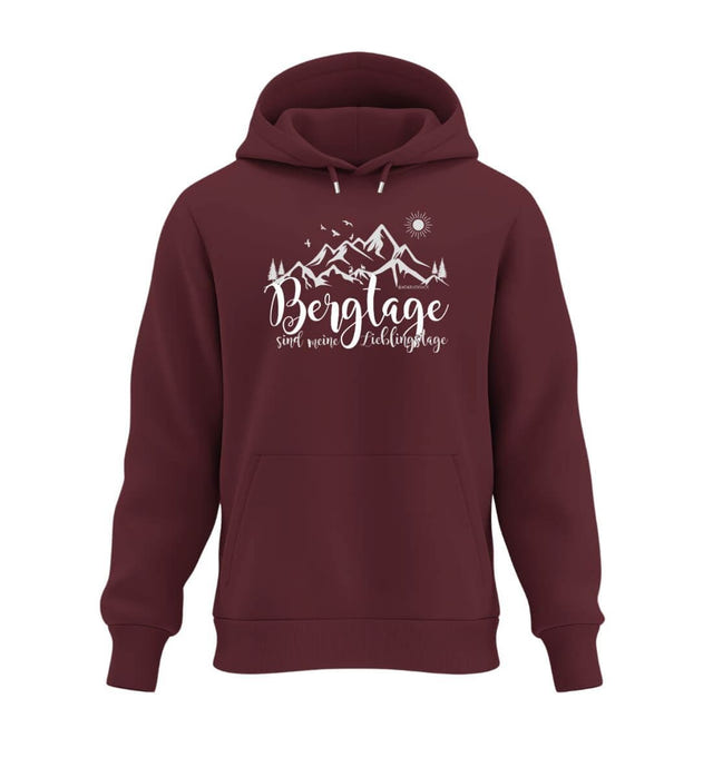 Warmer Hüttentour Hoodie Berg-Tage in Weinrot (Burgundy) – Produktbild (350 g/m² Bio-Baumwolle) von Rad&Rucksack