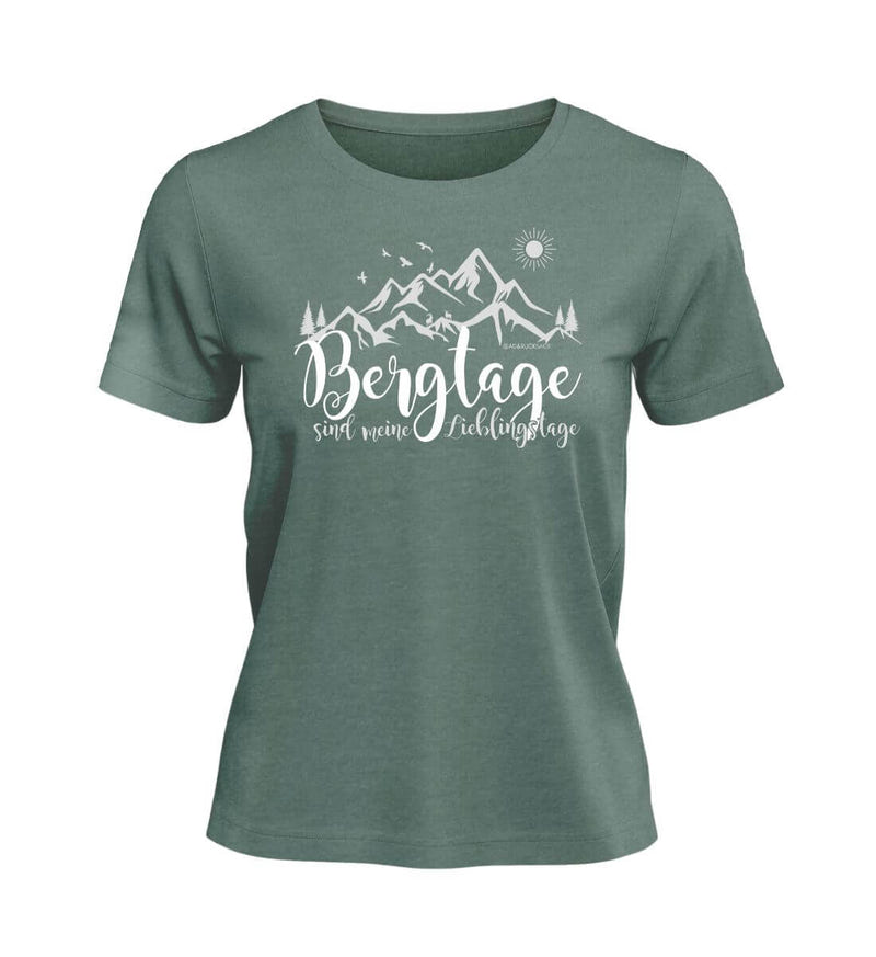 Berg T-Shirt „Berg-Tage“ in Meeresgrün (Green Bay) – Produktbild (100% Bio-Baumwolle) von Rad&Rucksack