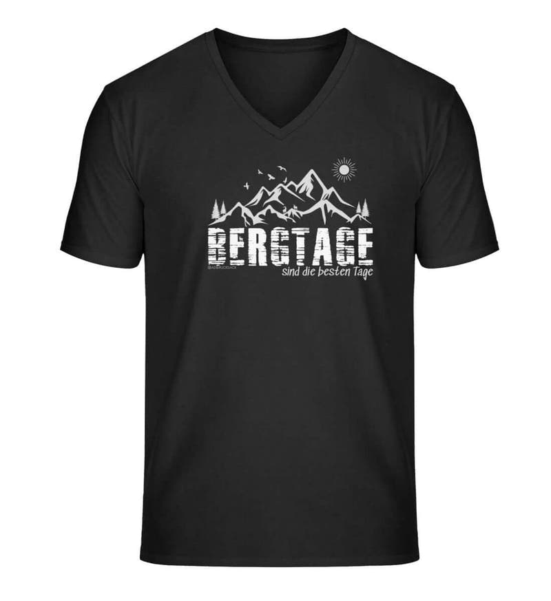 Berg-Tage | Herren V-Neck Premium Organic T-Shirt in Schwarz von Rad&Rucksack