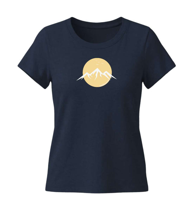 Berg Vogel Bio T-Shirt Damen Tailliert in Dunkelblau (French Navy) – Produktbild (155 g/m² Bio-Baumwolle, tailliert) von Rad&Rucksack