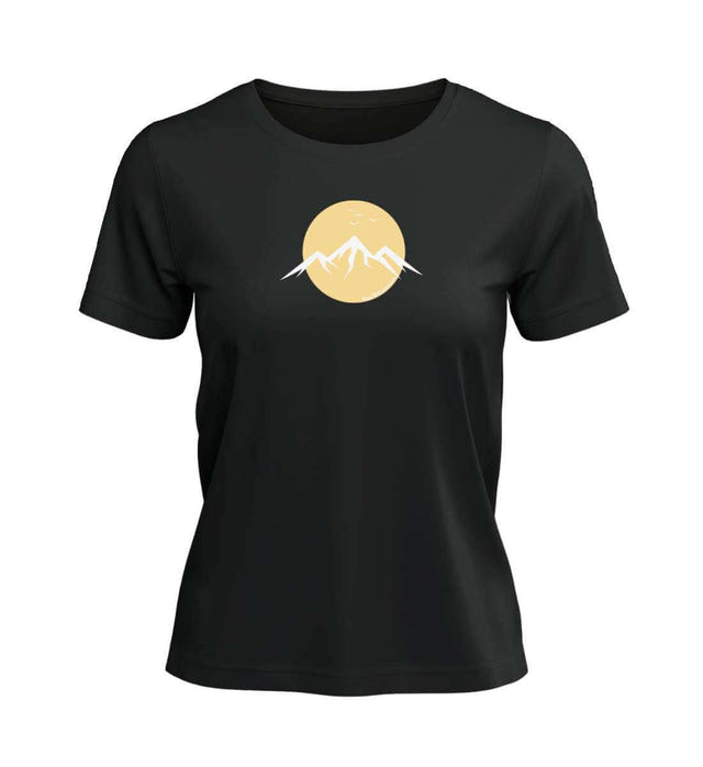 Berg Vogel T-Shirt Damen Schwarz (Black) – Produktbild (100% Bio-Baumwolle) von Rad&Rucksack