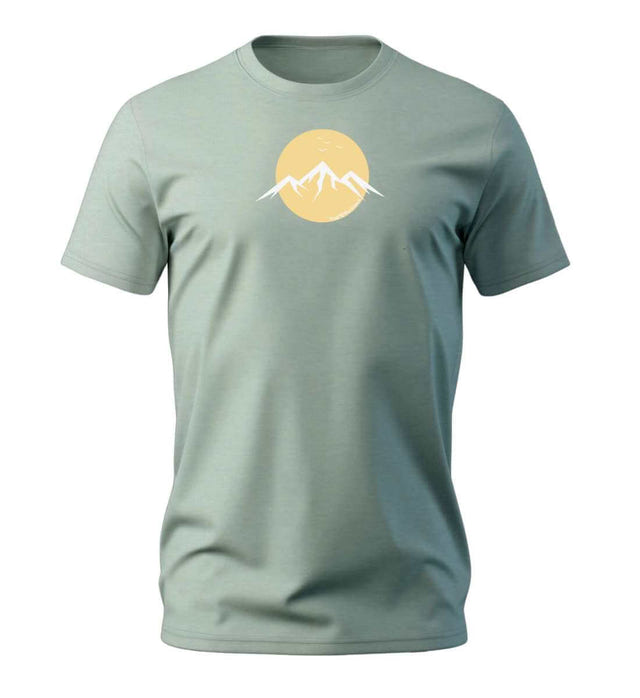 Outdoor T-Shirt Berg Vogel Herren in Salbeigrün (Aloe) – Produktbild (100% Bio-Baumwolle) von Rad&Rucksack