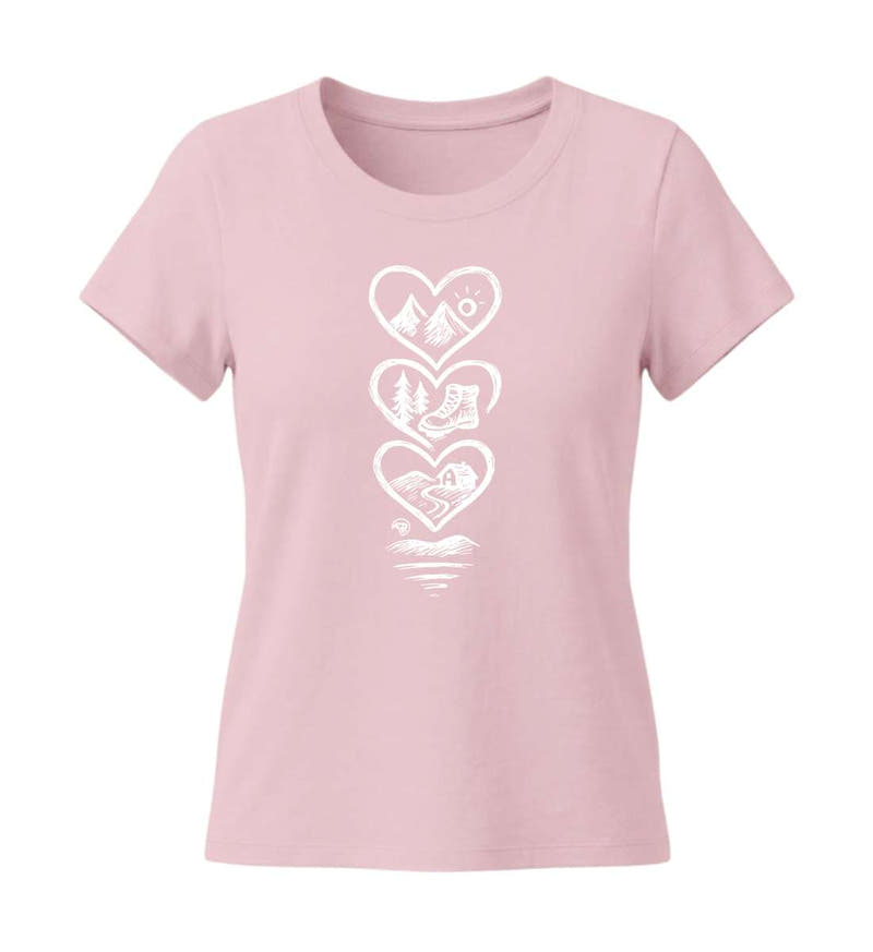 Berg Wandern | Damen Premium Organic T-Shirt (Fitted) in Cotton Pink von Rad&Rucksack