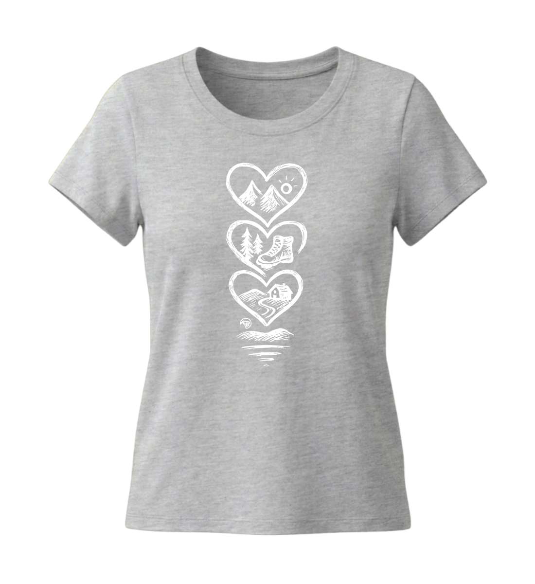 Berg Wandern | Damen Premium Organic T-Shirt (Fitted) in Heather Grey von Rad&Rucksack