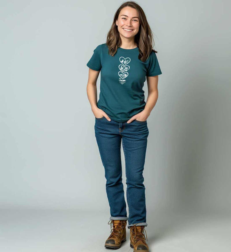 Berg Wandern | Damen Premium Organic T-Shirt von Rad&Rucksack - am Model präsentiert