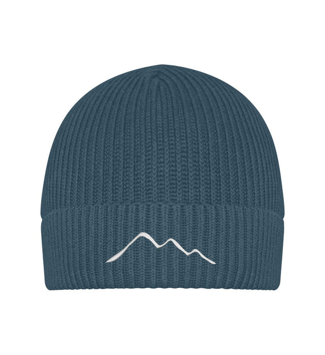 Berge Wollmütze Blaugrün (Stargazer) – Produktbild (95% Bio-Baumwolle, zweilagig mit Stick) von Rad&Rucksack