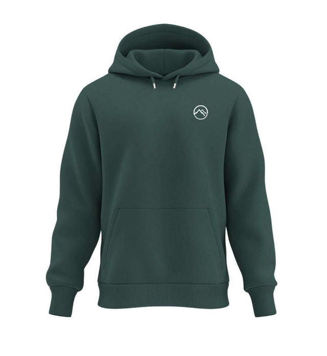 Berge Hoodie Tannengrün (Glazed Green) – Produktbild (350 g/m² Bio-Baumwolle) von Rad&Rucksack