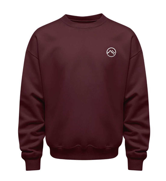 Berge Sweatshirt in Weinrot (Burgundy) – Produktbild (350 g/m² Bio-Baumwolle) von Rad&Rucksack