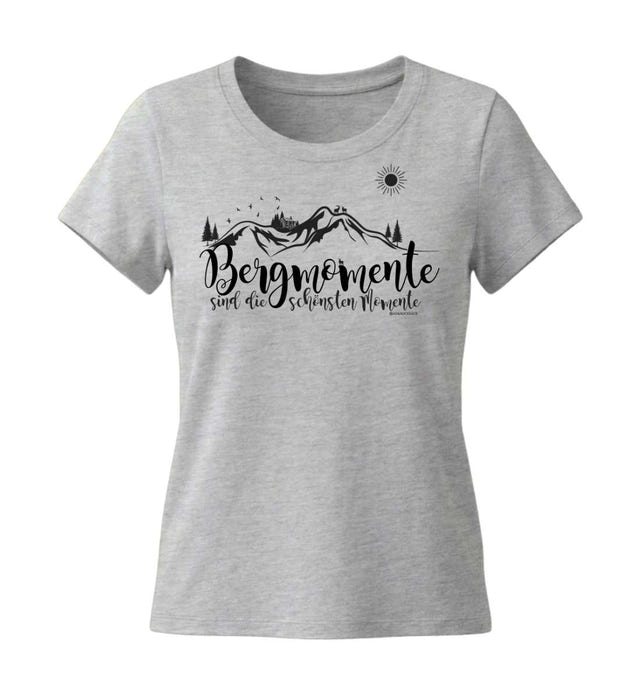 Bergmomente T-Shirt Damen Grau-Melange (Heather Grey) – Produktbild (155 g/m² Bio-Baumwolle, tailliert) von Rad&Rucksack