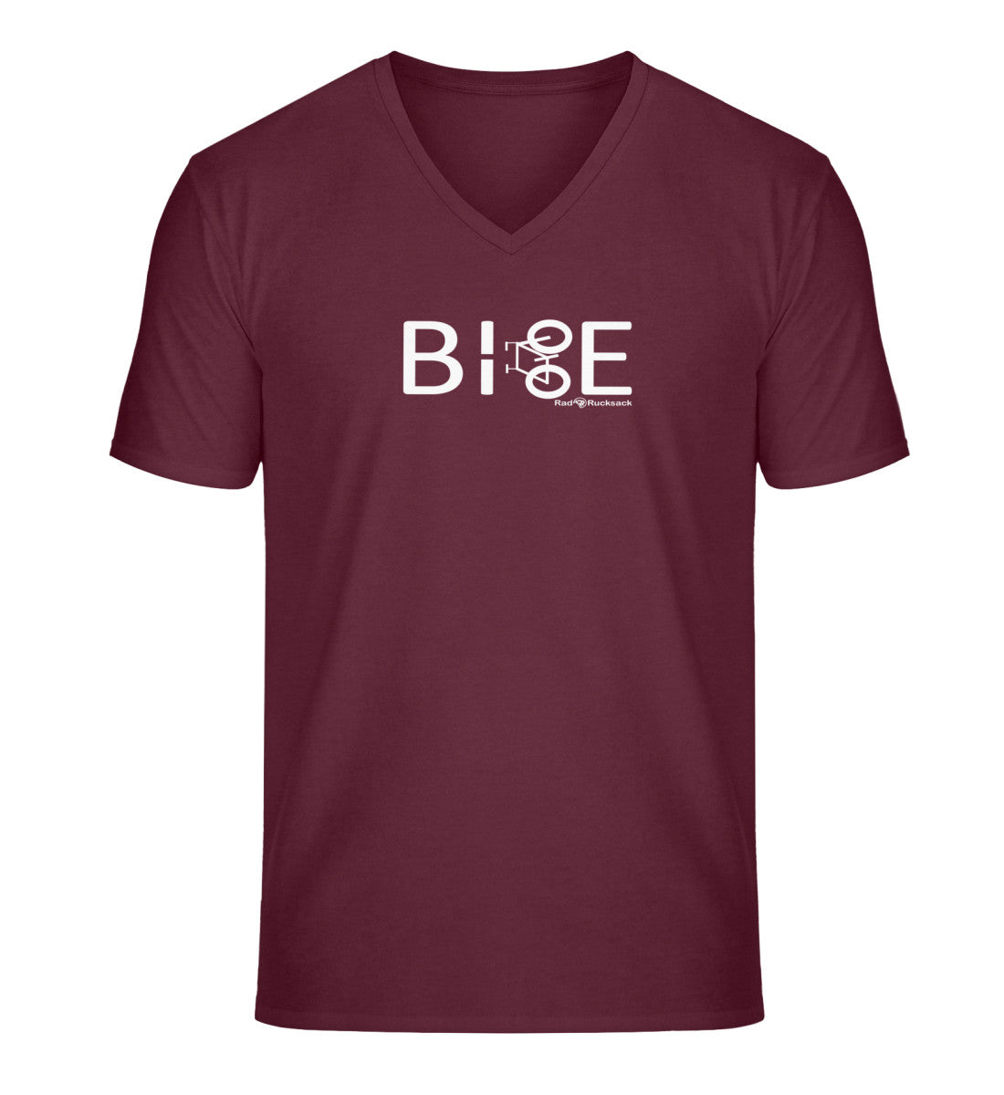 Bike Fahrrad | Herren V-Neck Premium Organic T-Shirt in Burgundy von Rad&Rucksack