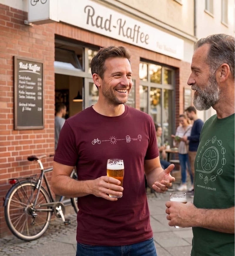 Bike Sonne Bier | Herren Premium Organic T-Shirt von Rad&Rucksack - am Model präsentiert