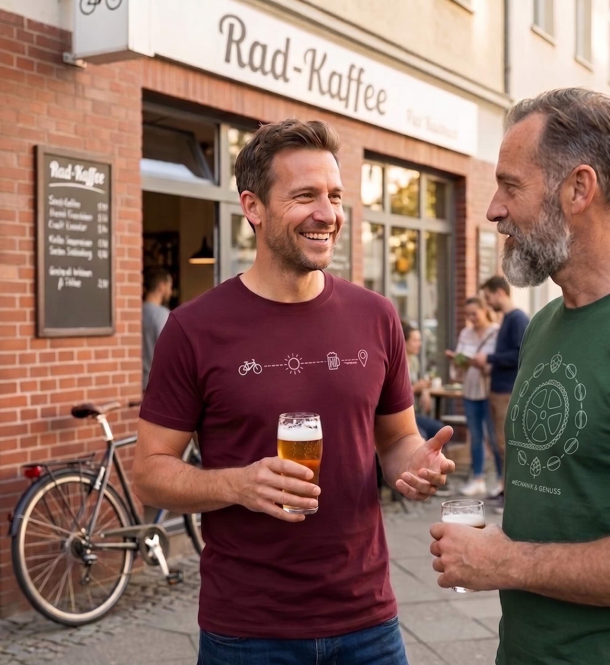Bike Sonne Bier | Herren Premium Organic T-Shirt von Rad&Rucksack - am Model präsentiert