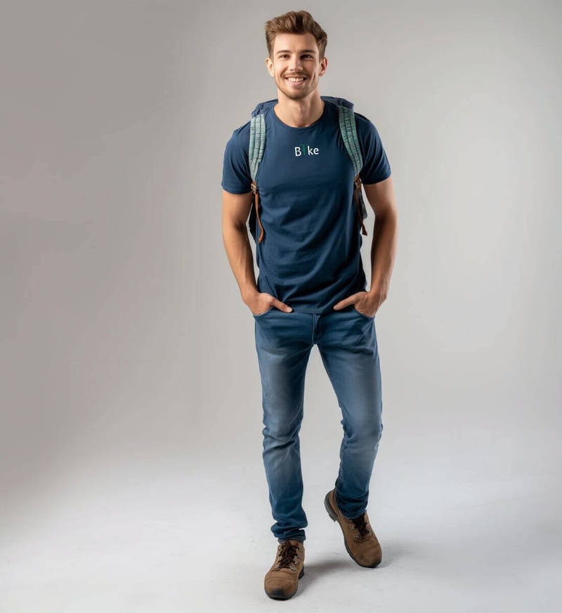 Bike Stick | Herren Premium Organic T-Shirt (Stick) von Rad&Rucksack - am Model präsentiert