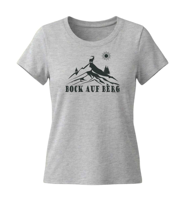 Bock auf Berg Bio T-Shirt Damen Tailliert in Grau-Melange (Heather Grey) – Produktbild von Rad&Rucksack