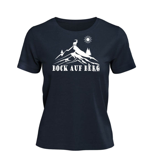 Bock auf Berg T-Shirt Damen Dunkelblau (French Navy) – Produktbild (100% Bio-Baumwolle) von Rad&Rucksack