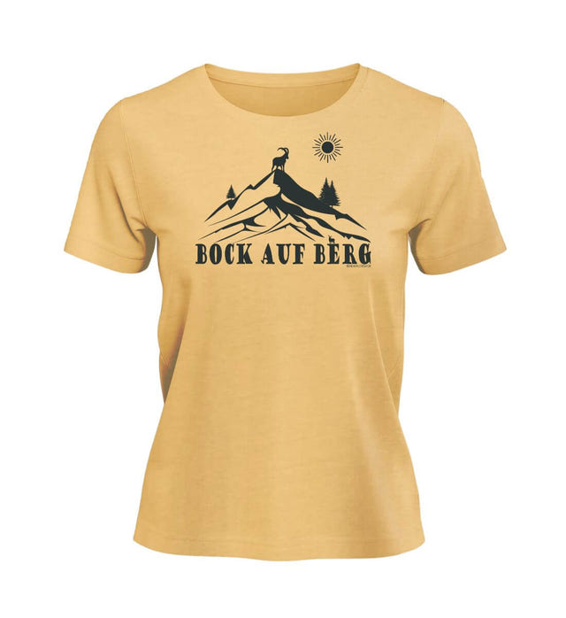 Bock auf Berg T-Shirt Damen Apricot-Orange (Nispero) – Produktbild (100% Bio-Baumwolle) von Rad&Rucksack
