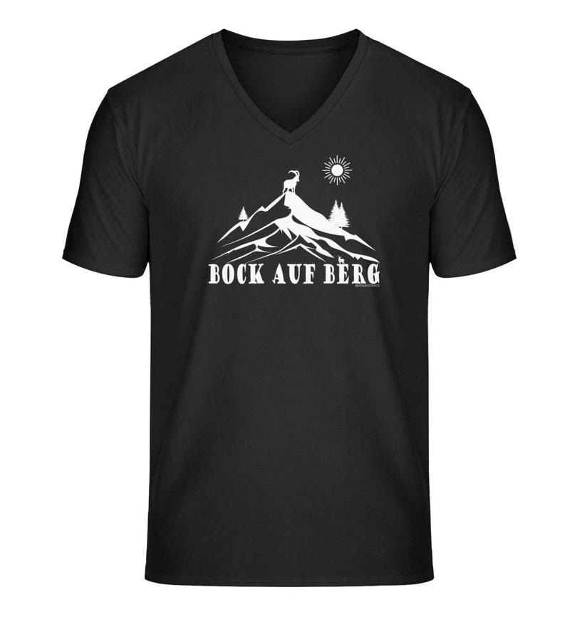 Bock auf Berg | Herren V-Neck Premium Organic T-Shirt in Schwarz von Rad&Rucksack