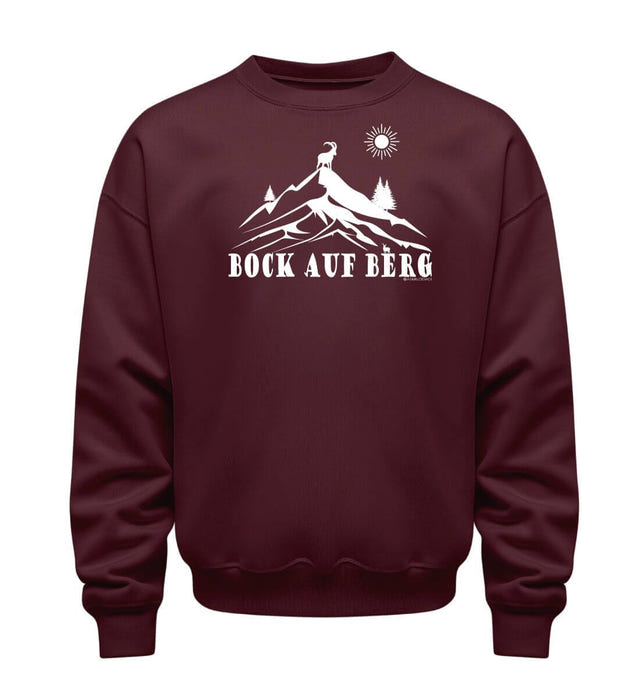 Bock auf Berg Pullover Weinrot (Burgundy) – Produktbild (350 g/m² Bio-Baumwolle) von Rad&Rucksack