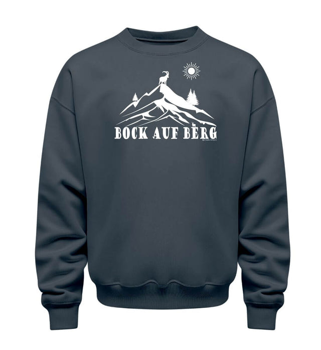 Bock auf Berg Pullover Blaugrau (India Ink Grey) – Produktbild (350 g/m² Bio-Baumwolle) von Rad&Rucksack