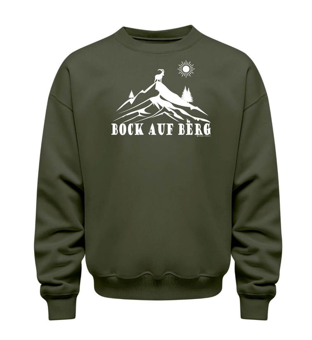 Bio Sweatshirt 350g Bock auf Berg in Olivgrün (Khaki) – Produktbild (350 g/m² Bio-Baumwolle) von Rad&Rucksack