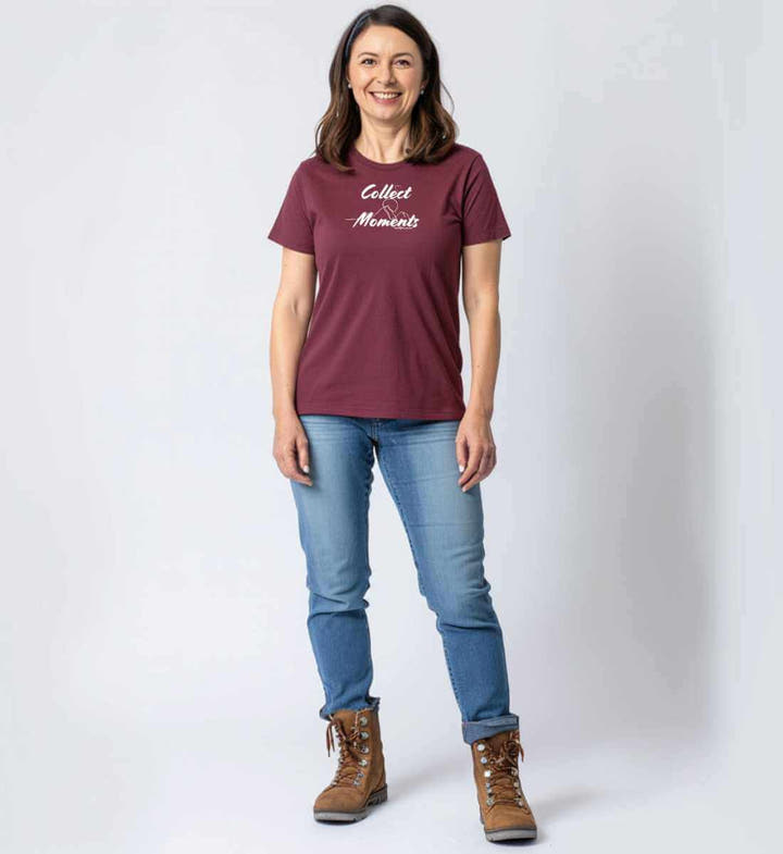 Collect Moment Bio T-Shirt Damen – Modelbild (100% Bio-Baumwolle) von Rad&Rucksack