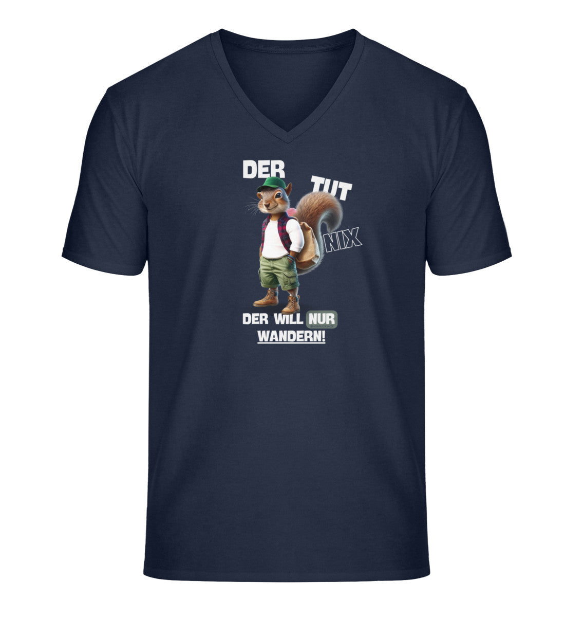 Der tut nix - Eichhörnchen | Herren V-Neck Premium Organic T-Shirt in French Navy von Rad&Rucksack