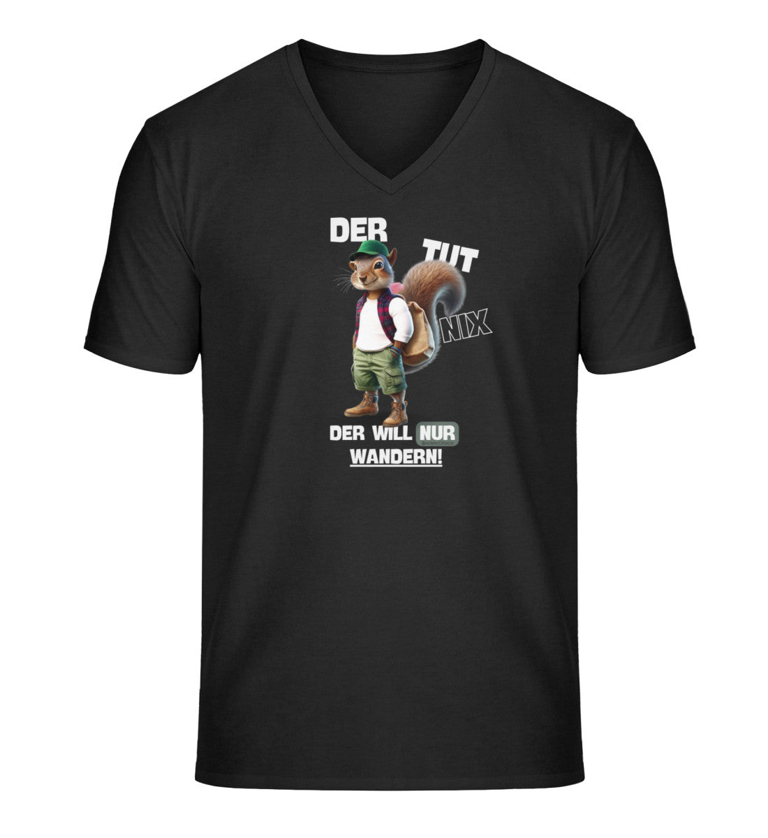 Der tut nix - Eichhörnchen | Herren V-Neck Premium Organic T-Shirt in Schwarz von Rad&Rucksack
