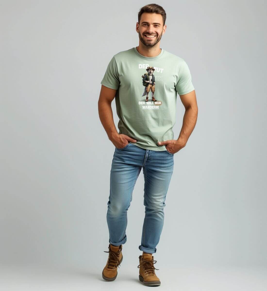 Der tut nix - Wolf | Herren Premium Organic T-Shirt von Rad&Rucksack - am Model präsentiert