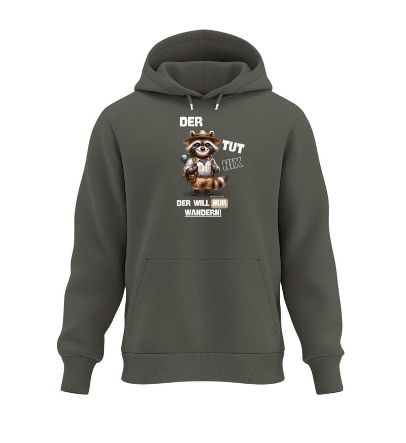 Der Tut Nix Hoodie in Olivgrün (Khaki) – Produktbild (350 g/m² Bio-Baumwolle) von Rad&Rucksack