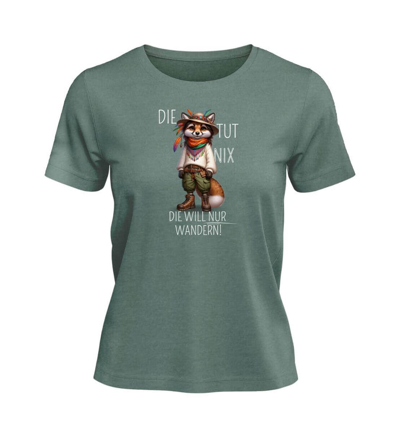 Die Tut Nix Fuchs - Fuchs T-Shirt Damen in Meeresgrün (Green Bay) – Produktbild (100% Bio-Baumwolle) von Rad&Rucksack