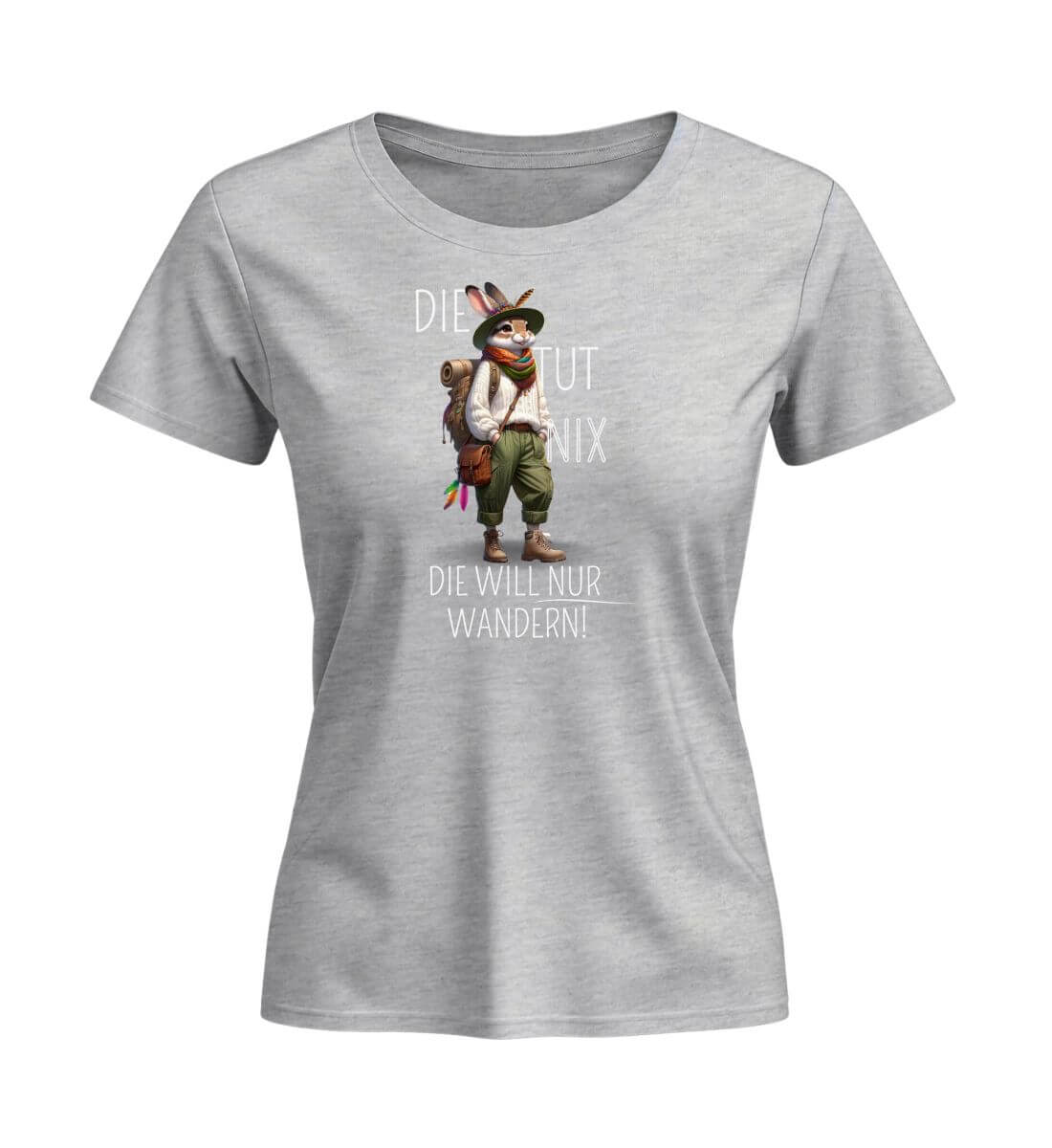 Die tut nix - Hase | Damen Premium Organic T-Shirt (Fitted) in Heather Grey von Rad&Rucksack