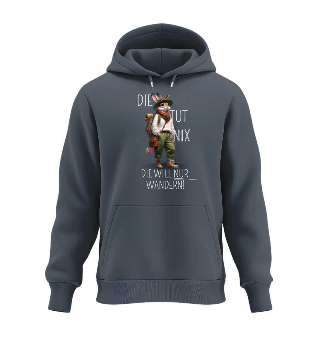 Die tut nix - Hase | Unisex Organic Hoodie in India Ink Grey von Rad&Rucksack
