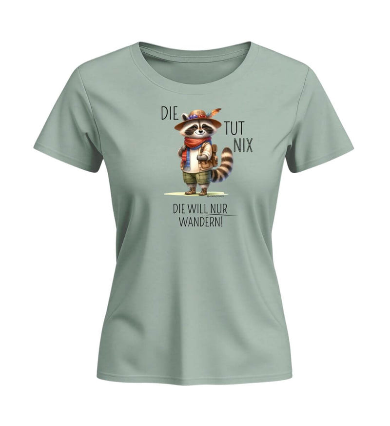 Die Tut Nix T-Shirt Damen Tailliert in Salbeigrün (Aloe) – Produktbild (155 g/m² Bio-Baumwolle, tailliert) von Rad&Rucksack