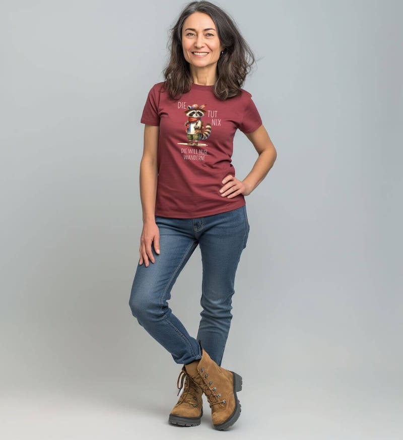 Die tut nix | Damen Premium Organic T-Shirt von Rad&Rucksack - am Model präsentiert
