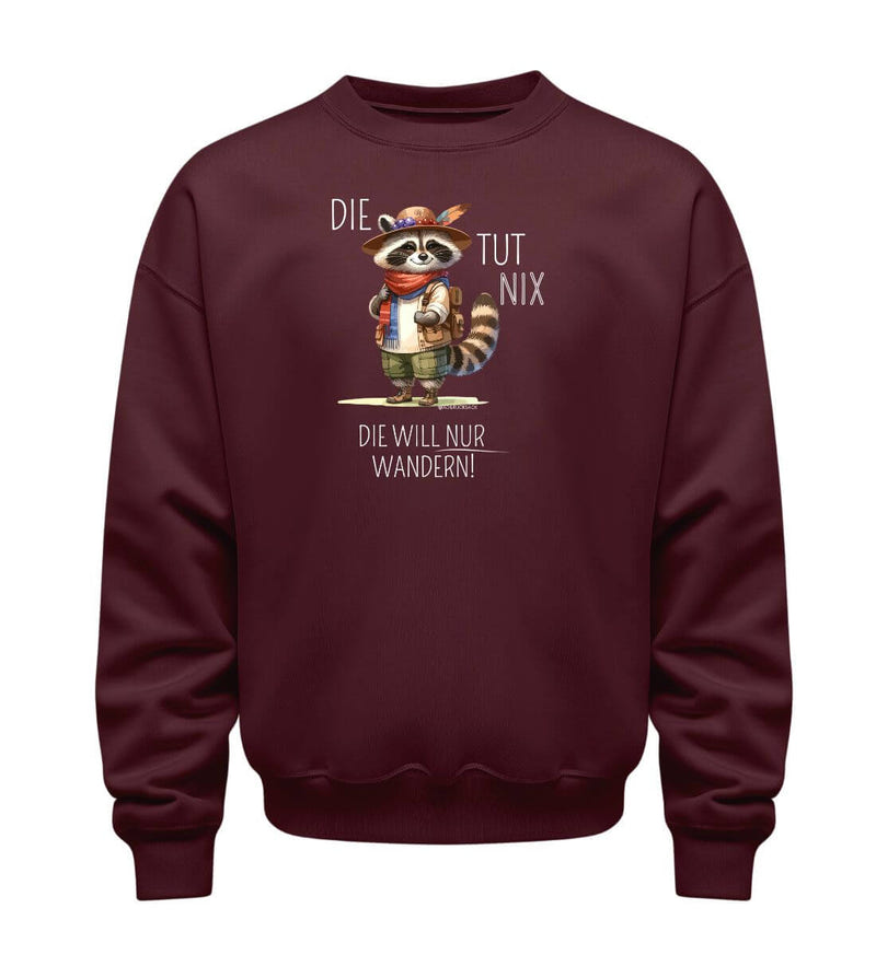 Die Tut Nix Pullover in Weinrot (Burgundy) – Produktbild (350 g/m² Bio-Baumwolle) von Rad&Rucksack