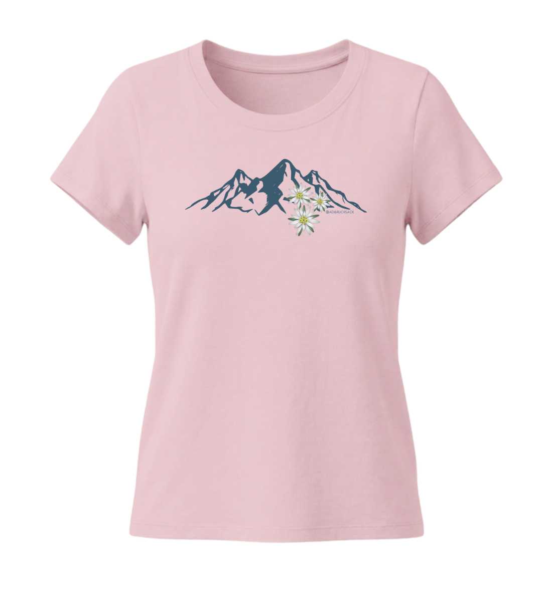 Edelweiß | Damen Premium Organic T-Shirt (Fitted) in Cotton Pink von Rad&Rucksack